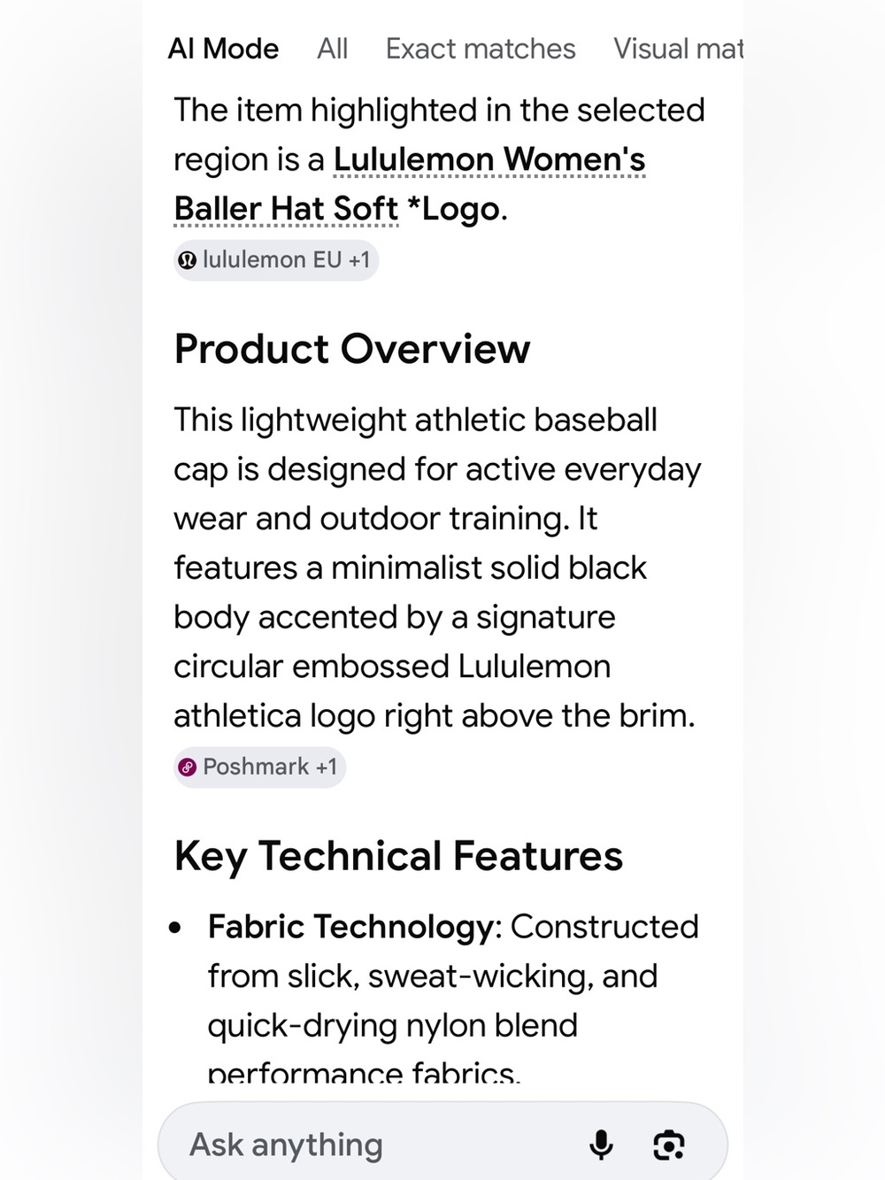 lululemon athletica Black Logo Baseball Cap - Picture 7 of 7